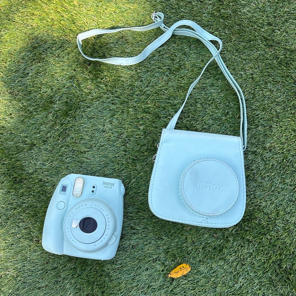 Fujifilm Instax Mini 9 blue camera with matching case